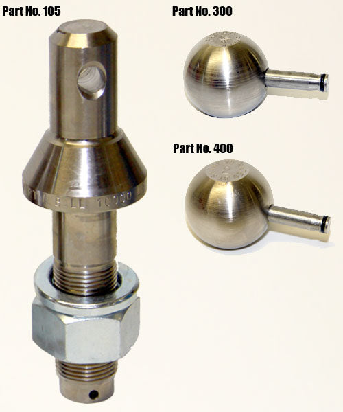 1" Super Long Convert-A-Ball Set with 1-7/8" and 2" Balls, Nickel Plated, USA Made, 10K GVW Part #105LB