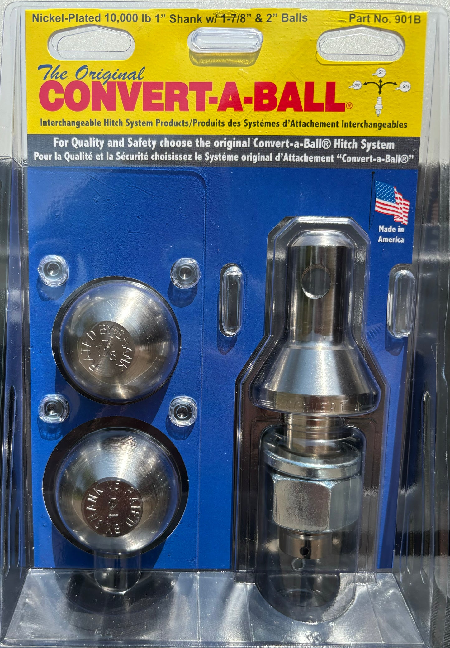 Convert-A-Ball Nickel Set w/ 1" Shank, 1-7/8" Ball and 2" Ball #901