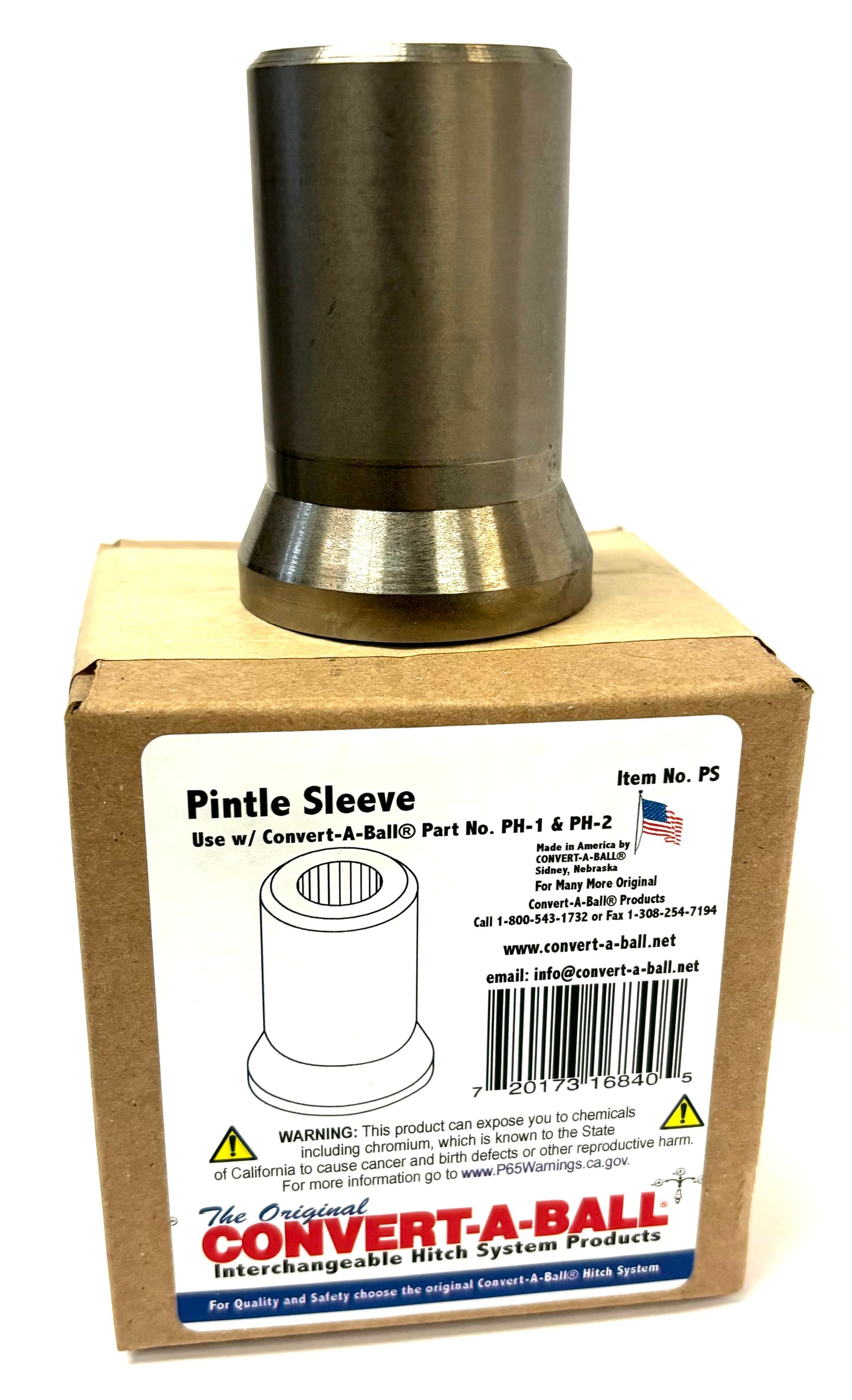 Pintle Sleeve for Convert-A-Ball PH1 or PH2 Hitch -- Part # PS
