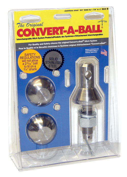 3/4" Stainless Steel Towing Set with 1-7/8" and 2" Balls, Made in the USA, Part # 802